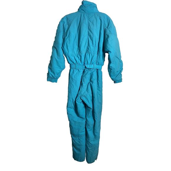 VINTAGE ETIREL Bright Turquoise One Piece Snow Ski Suit Women’s Size 36 / 6-8 - Picture 9 of 12